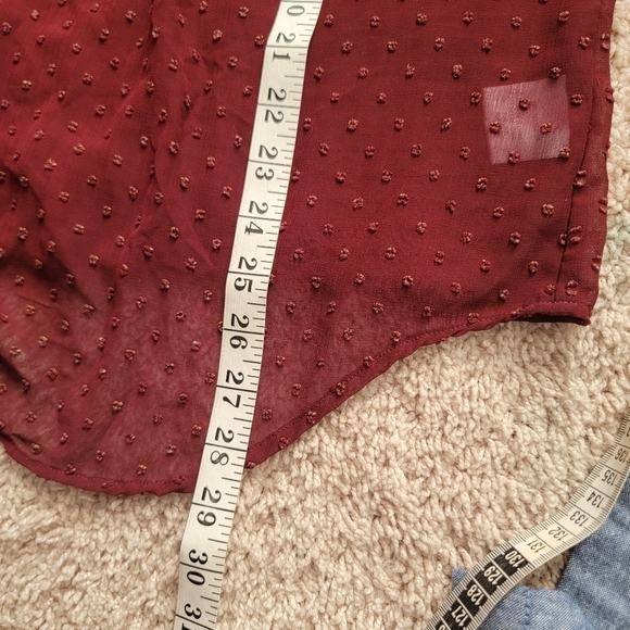 MODCLOTH Burgundy Pam Breeze-ly Long-Sleeve Tunic - Women SMALL - Picture 5 of 12